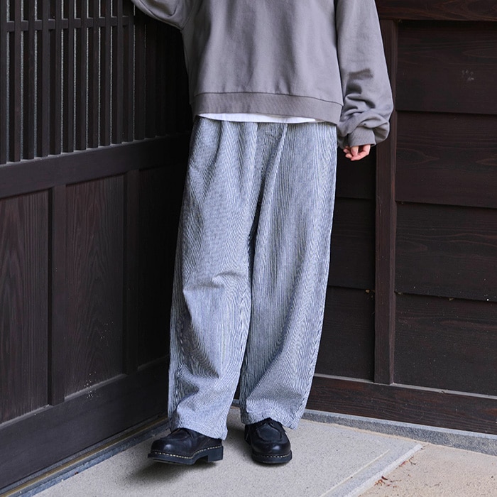 NARU(ナル) 先染めヒッコリーノッポパンツ 654810BF | all_items