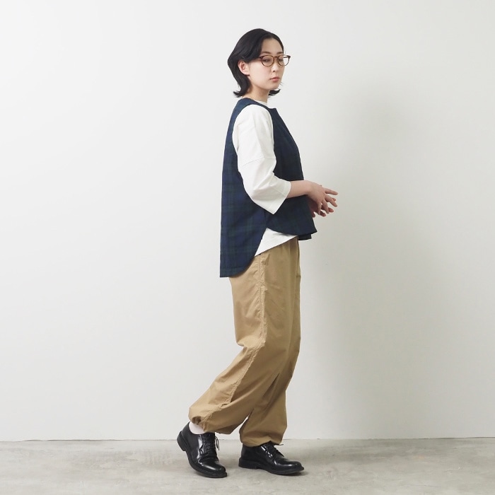 NARU(ナル) 綿麻チェック ラウンドベスト 654842BE | all_items | NARU