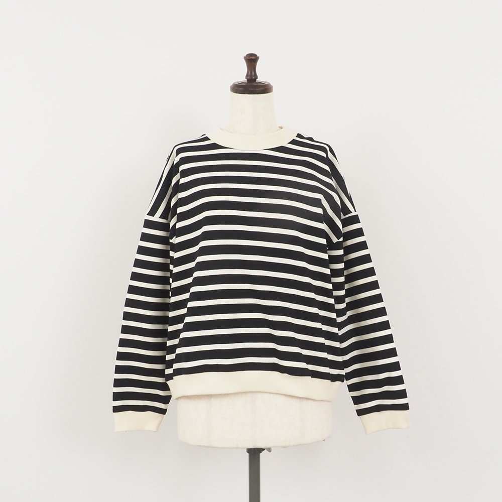 新品クルーネックボーダープルオーバー　ホワイト01 NARU(ナル) デラヴェボーダー クルーネックPO 656205 | トップス