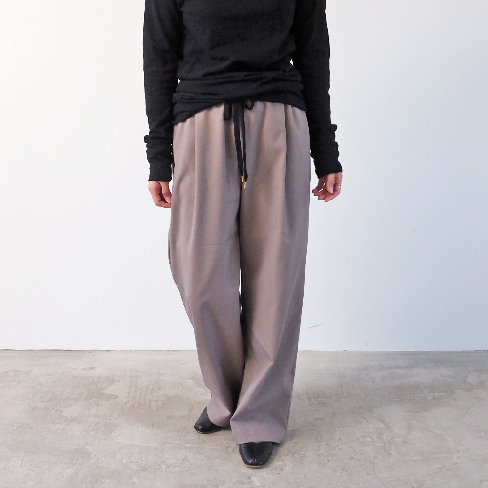 LANATEC-ECOツイルストレッチ イージーパンツ パンツを着た女性の全身