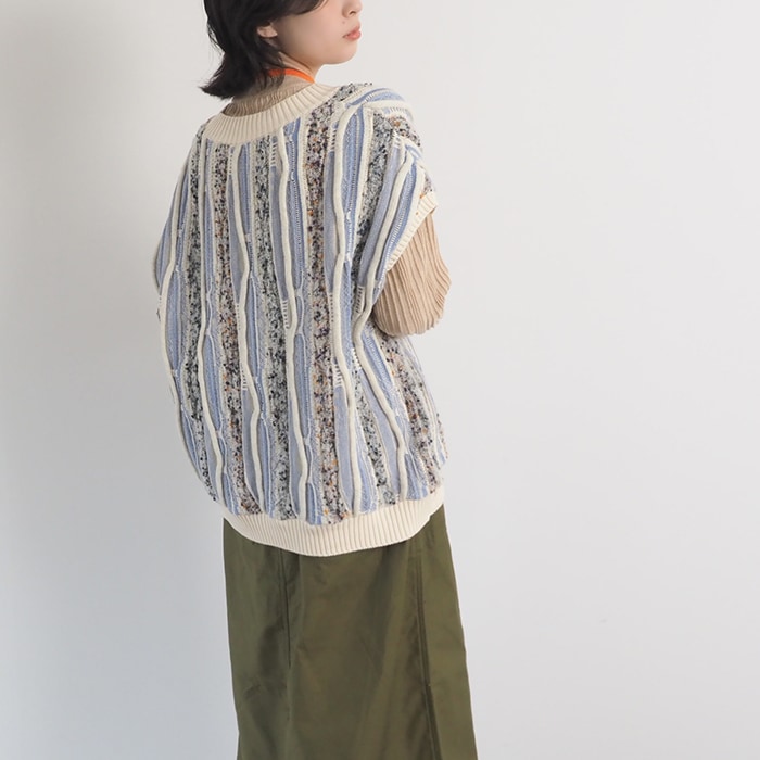 NARU(ナル) マーブルウェーブVネックニットベスト 657601 | all_items