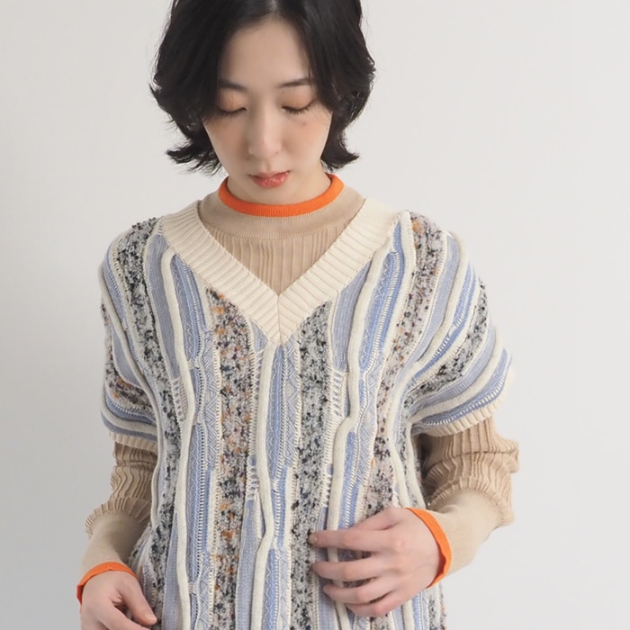 NARU(ナル) マーブルウェーブVネックニットベスト 657601 | all_items