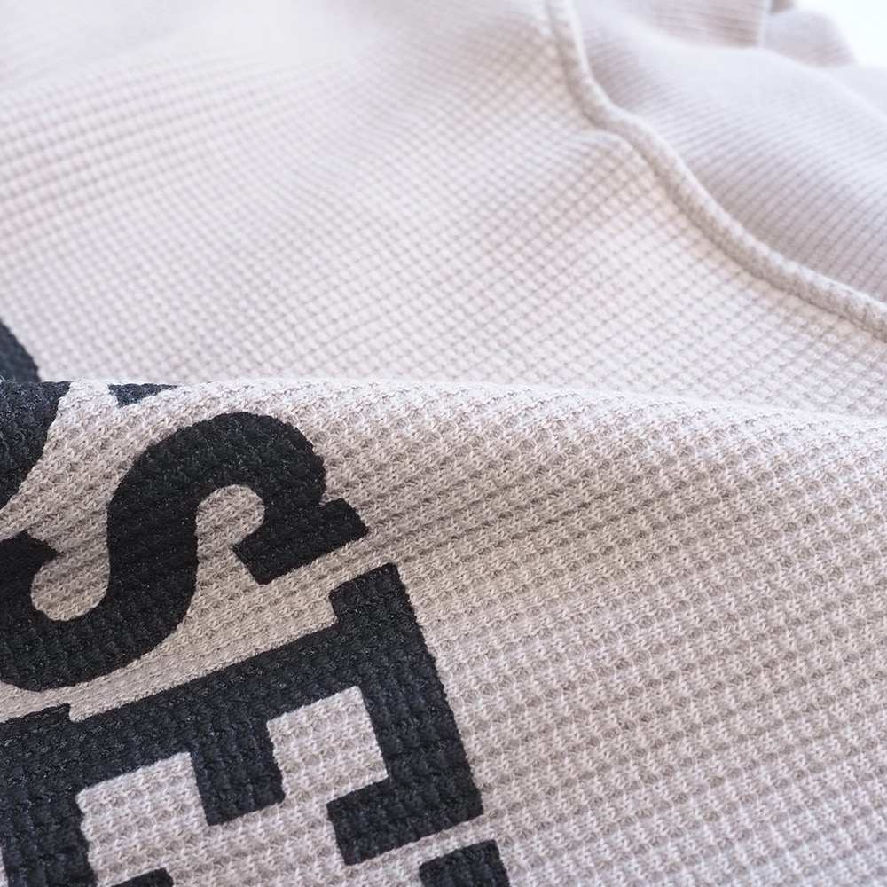 スーパーストレッチベアワッフル BRUSSELSプリントPO　プルオーバーの素材のアップ