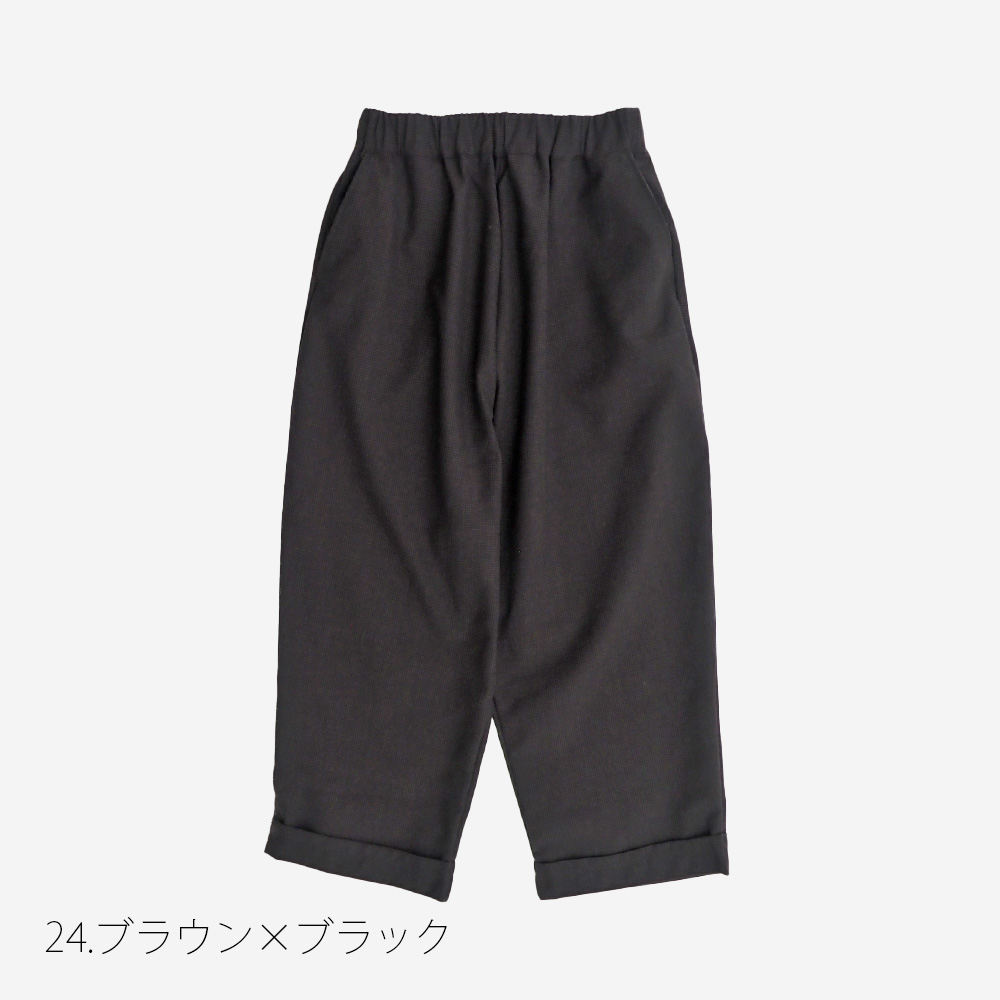 NARU(ナル) 綿麻ウール千鳥 ロールアップカフェパンツ 659927 | NEW