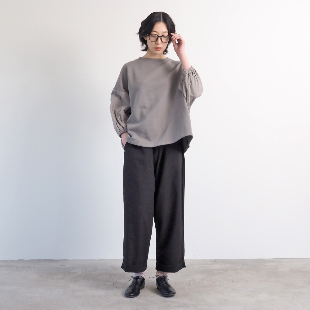 ナツルページ NARU(ナル) 綿麻ウール千鳥 ロールアップカフェパンツ 659927 | 2025