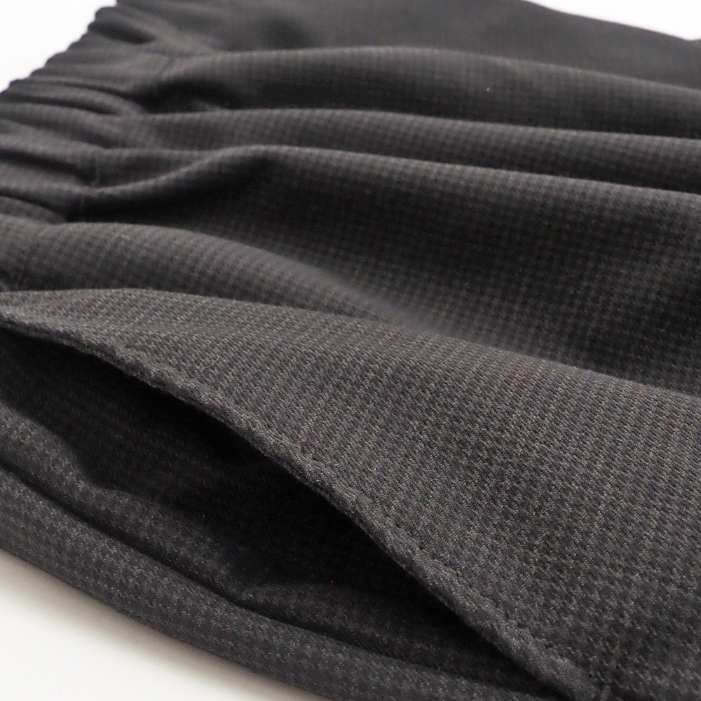 綿麻ウール千鳥 ロールアップカフェパンツ　パンツの素材のアップ