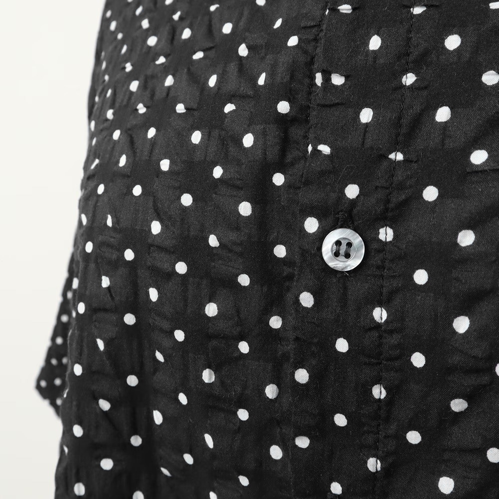 80ローンリップルシンプルドット ワイドカラーシャツ　ブラウスの正面ディティール