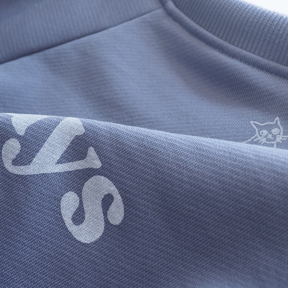 【kuboさんコラボ】クリア裏毛 ねこプリントプルオーバー　トレーナーの素材のアップ