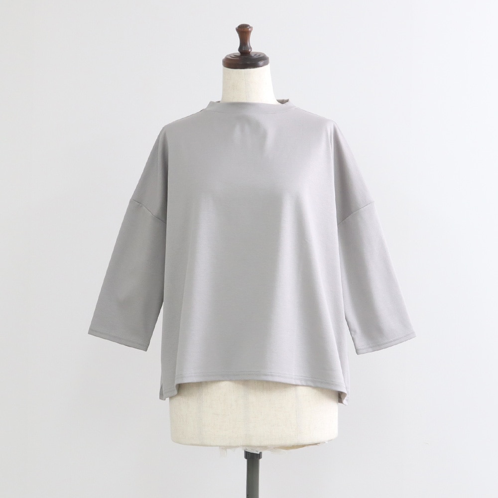 スーピマコットンポンチ ワイドT7分袖　プルオーバーの正面ディティール