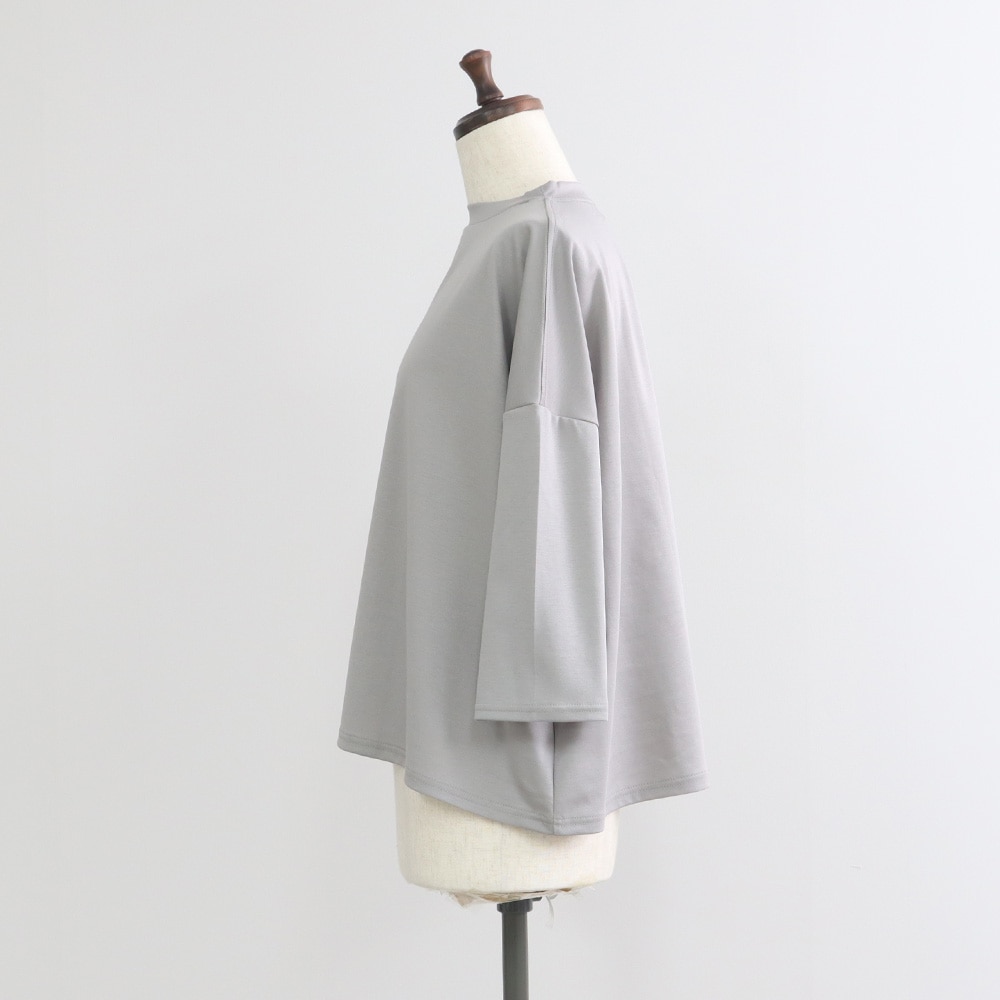 スーピマコットンポンチ ワイドT7分袖　プルオーバーの正面ディティール