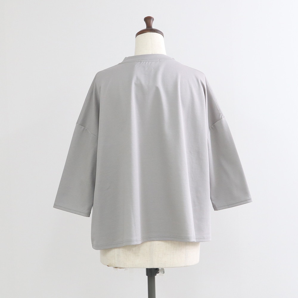 スーピマコットンポンチ ワイドT7分袖　プルオーバーの正面ディティール