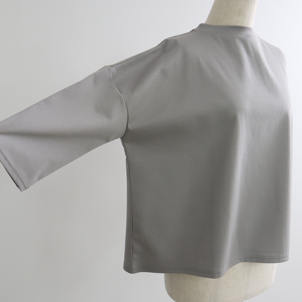 スーピマコットンポンチ ワイドT7分袖　プルオーバーの正面ディティール