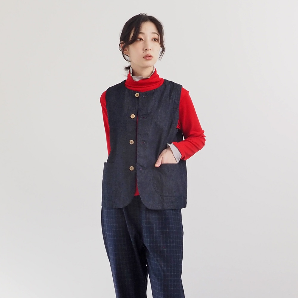 NARU(ナル) 8ozムラデニム フロントボタンベスト 663812 | all_items