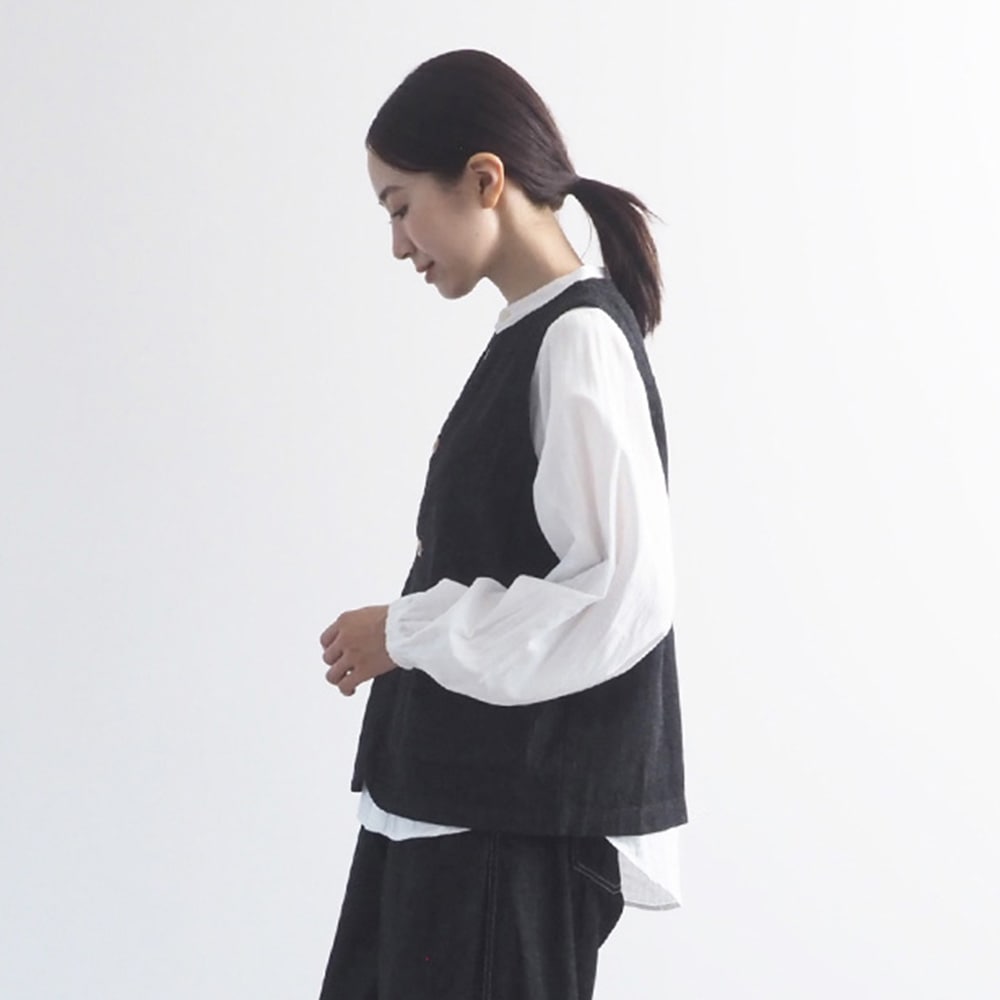 NARU(ナル) 8ozムラデニム フロントボタンベスト 663812BF | all_items