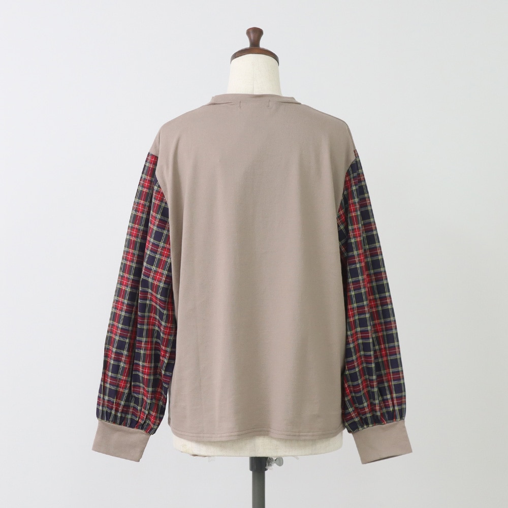 40/2天竺×40タータン ギャザースリーブPO　プルオーバーの正面ディティール