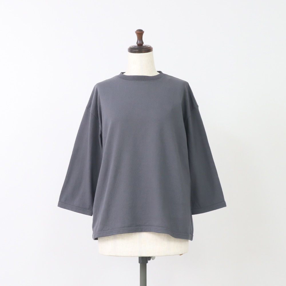 アーミーコットン度詰天竺 7分袖PO プルオーバーの正面ディティール