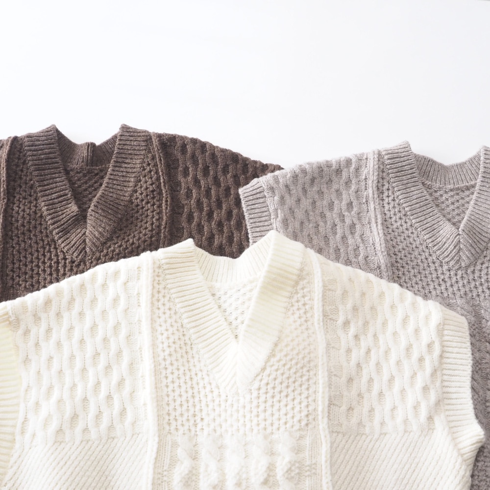 NARU(ナル) NATURAL COLORED WOOL 柄編みニットベスト 665405 | NEW