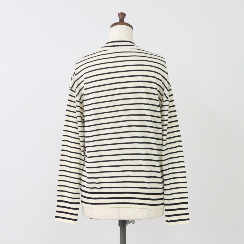 ムースヤーン ハイネックボーダーニット ニットの正面ディティール