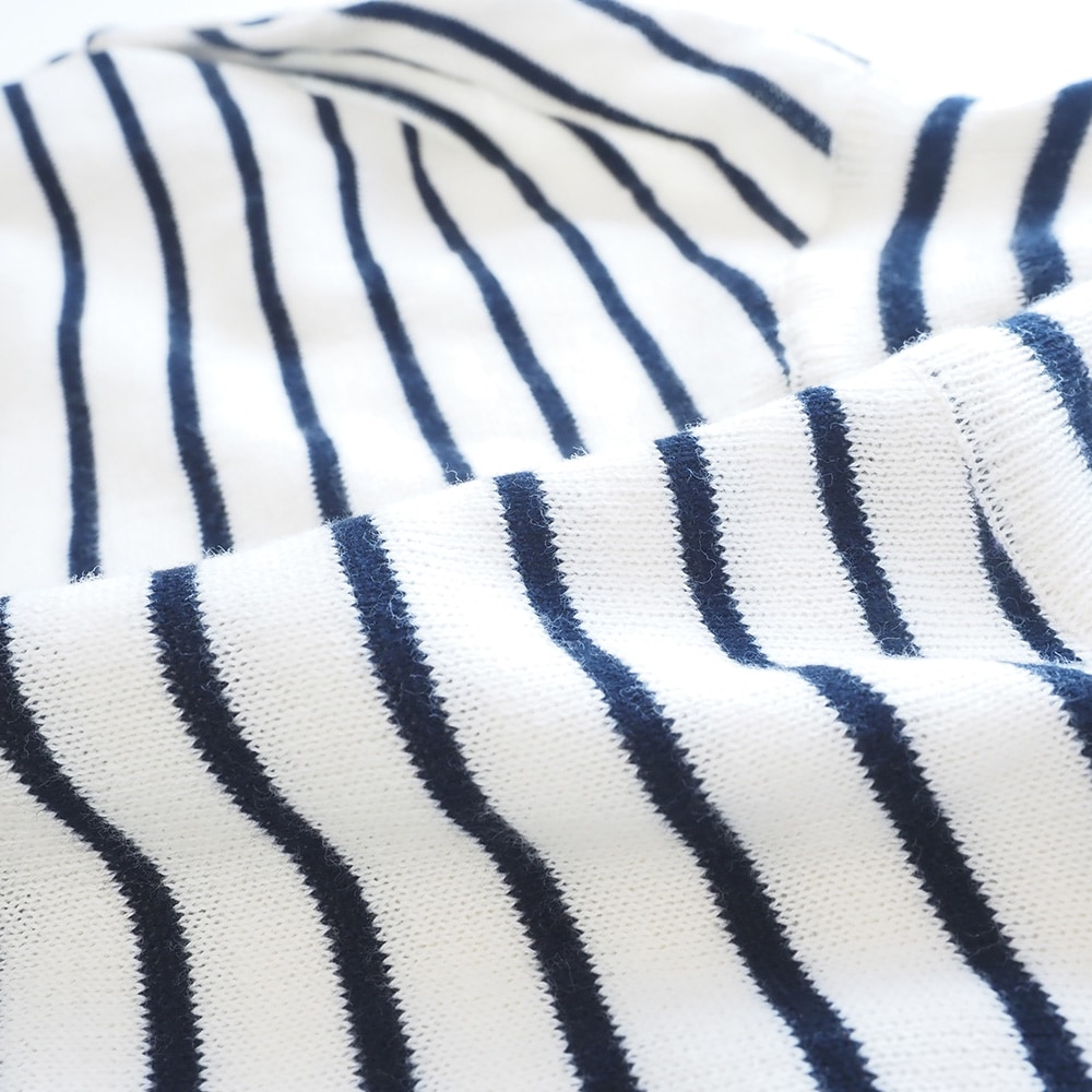 ムースヤーン ハイネックボーダーニット ニットの素材のアップ