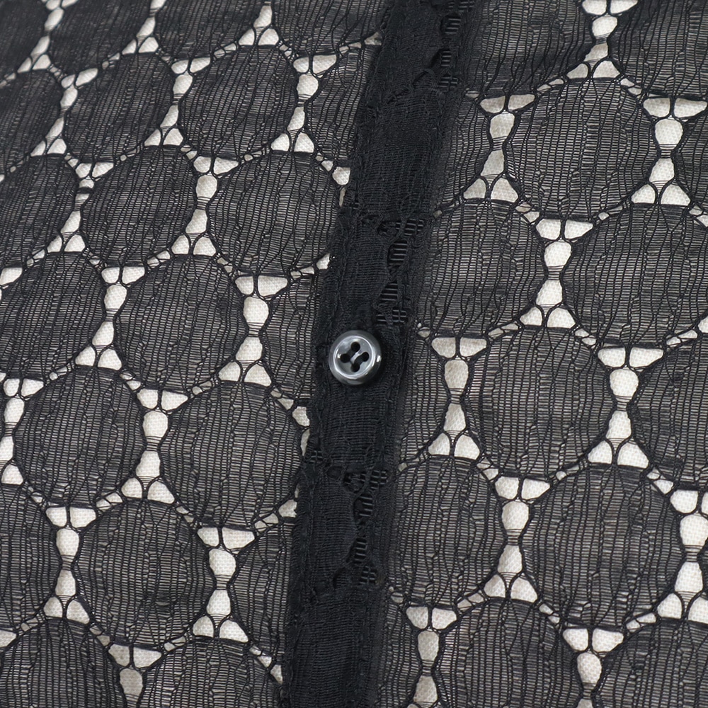 ラッセルレース クルーネックカーデ カーディガンの正面ディティール