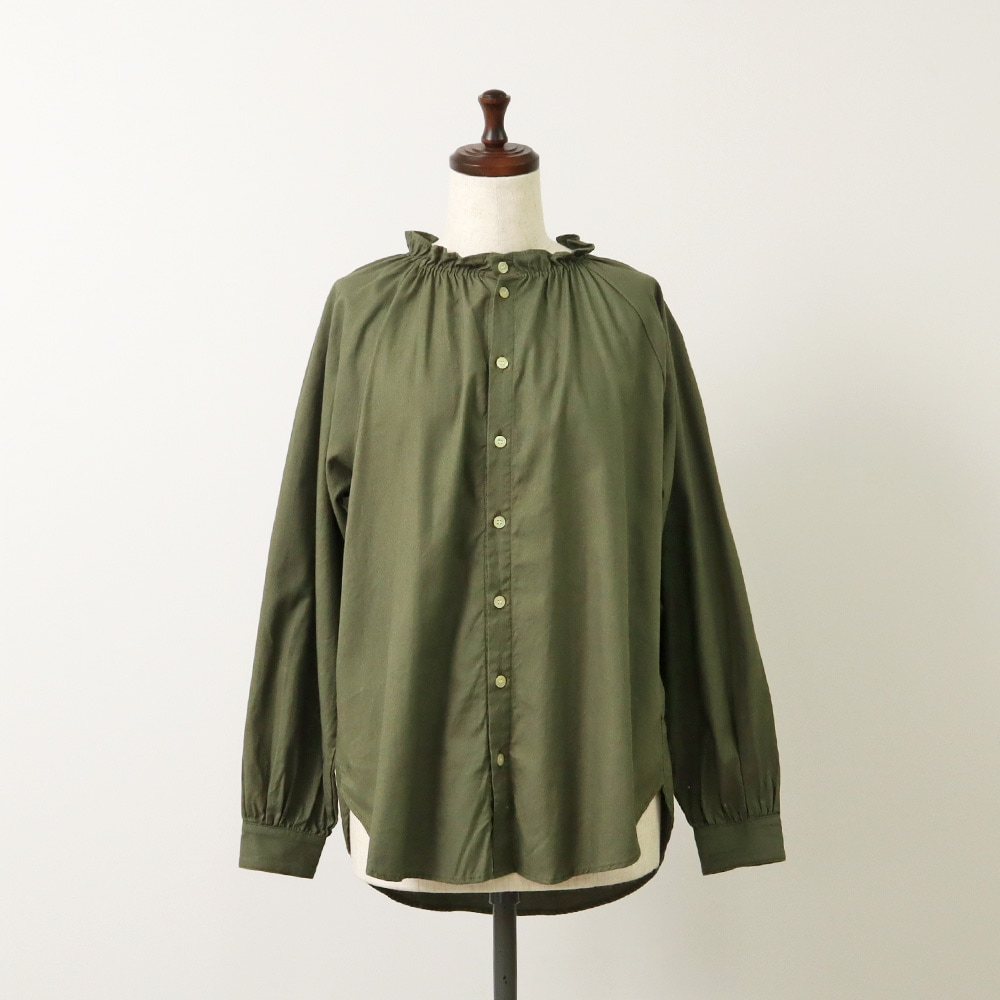 30ビエラワッシャー フリルネックシャツ シャツの正面ディティール