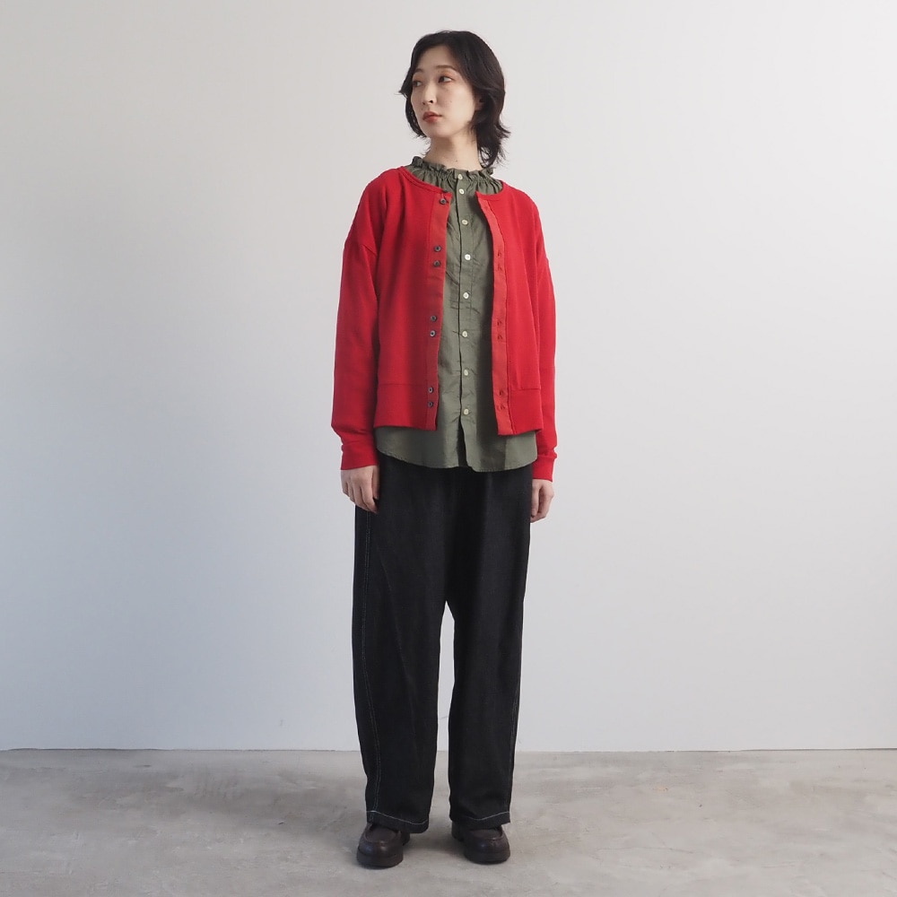 NARU(ナル) ガーゼ裏毛 クルーネックカーディガン 666011 | 定番素材