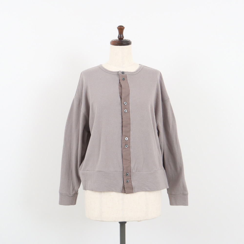 ガーゼ裏毛 クルーネックカーディガン カーディガンの正面ディティール