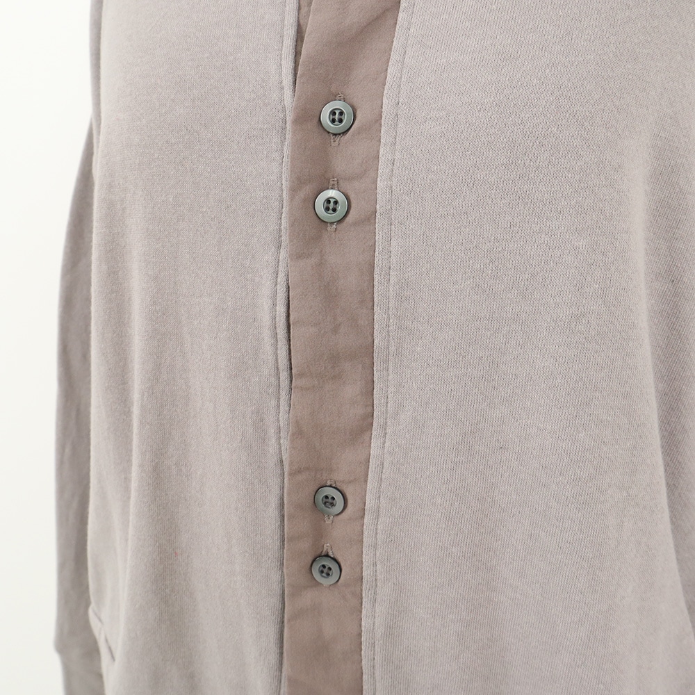 ガーゼ裏毛 クルーネックカーディガン カーディガンの正面ディティール