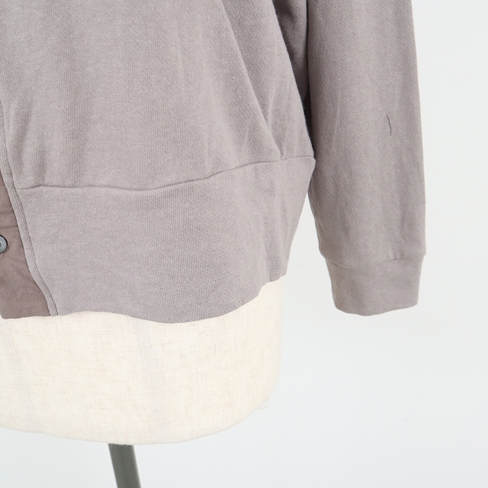 ガーゼ裏毛 クルーネックカーディガン カーディガンの正面ディティール