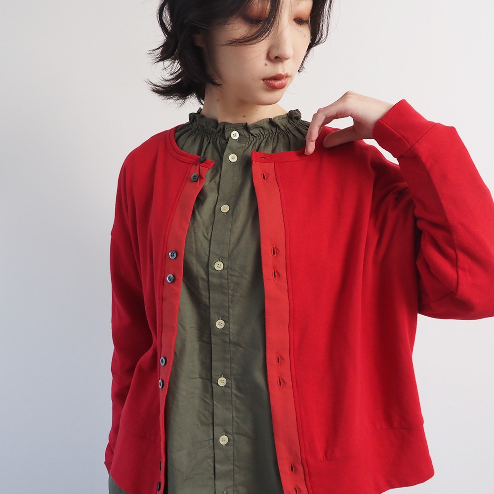 NARU(ナル) ガーゼ裏毛 クルーネックカーディガン 666011 | NEW / RE