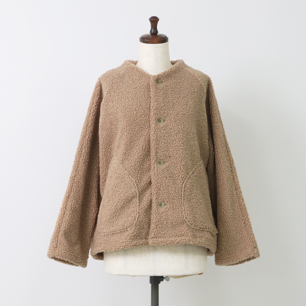 もこもこプードルパイル ラグランジャケット　ジャケットの正面ディティール