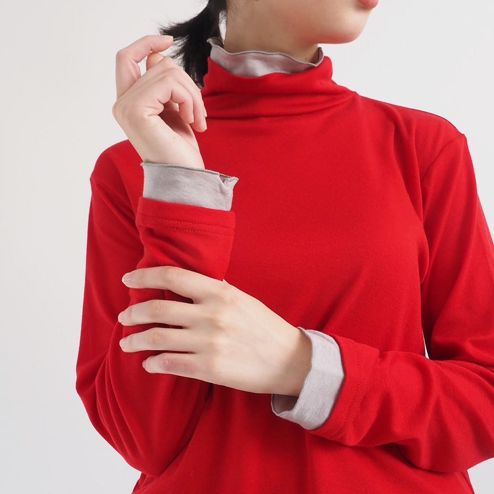 NARU(ナル) リヨセルハーフミラノリブ レイヤードタートル 666200