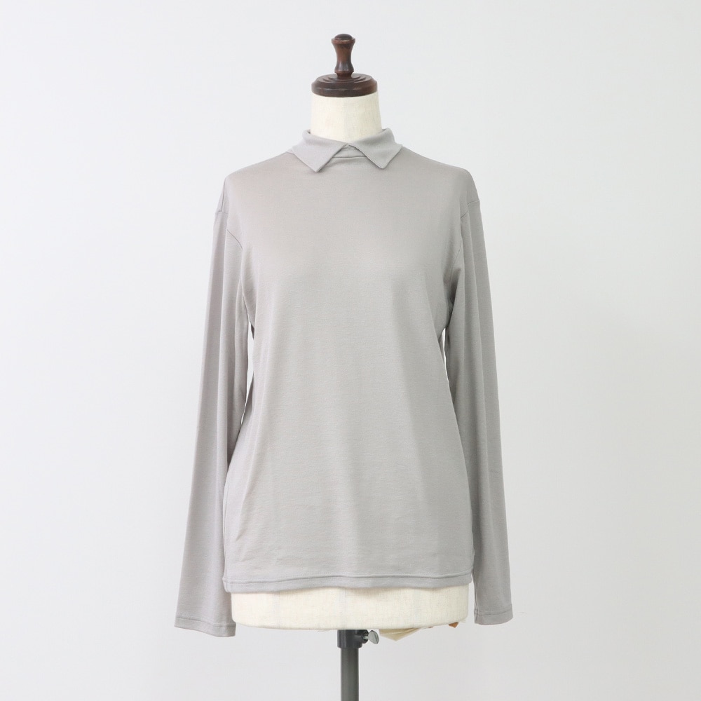 リヨセルハーフミラノリブ 衿付きPO(2WAY)　プルオーバーの正面ディティール
