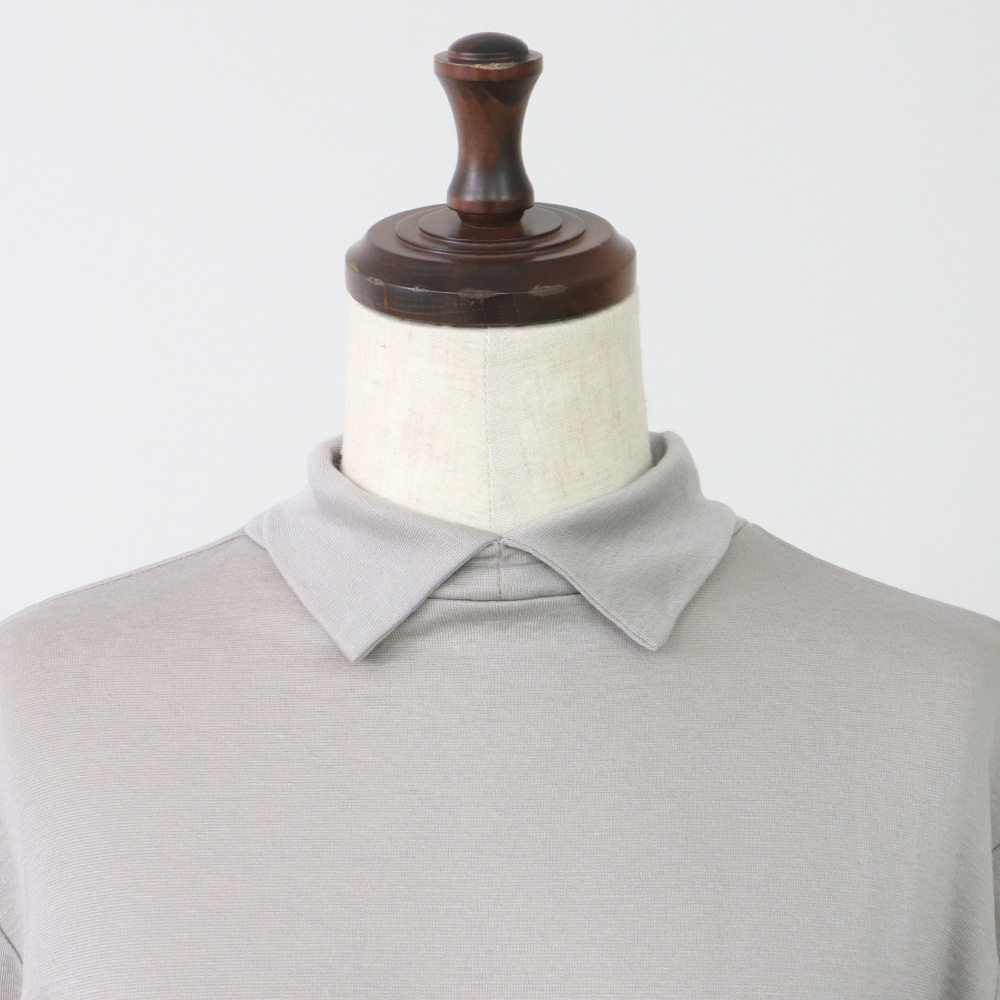 リヨセルハーフミラノリブ 衿付きPO(2WAY)　プルオーバーの正面ディティール