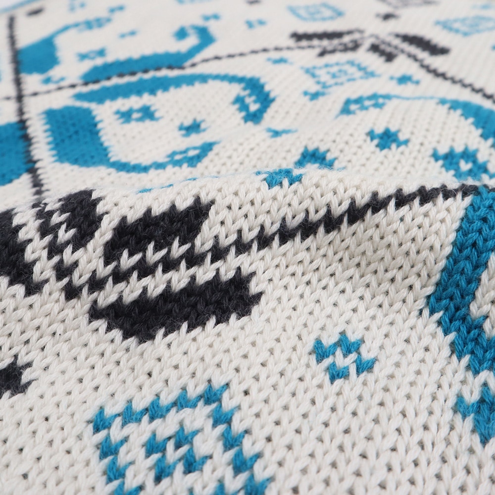 コンパクトヤーン 雪柄ケーブルベスト　ベストの素材のアップ