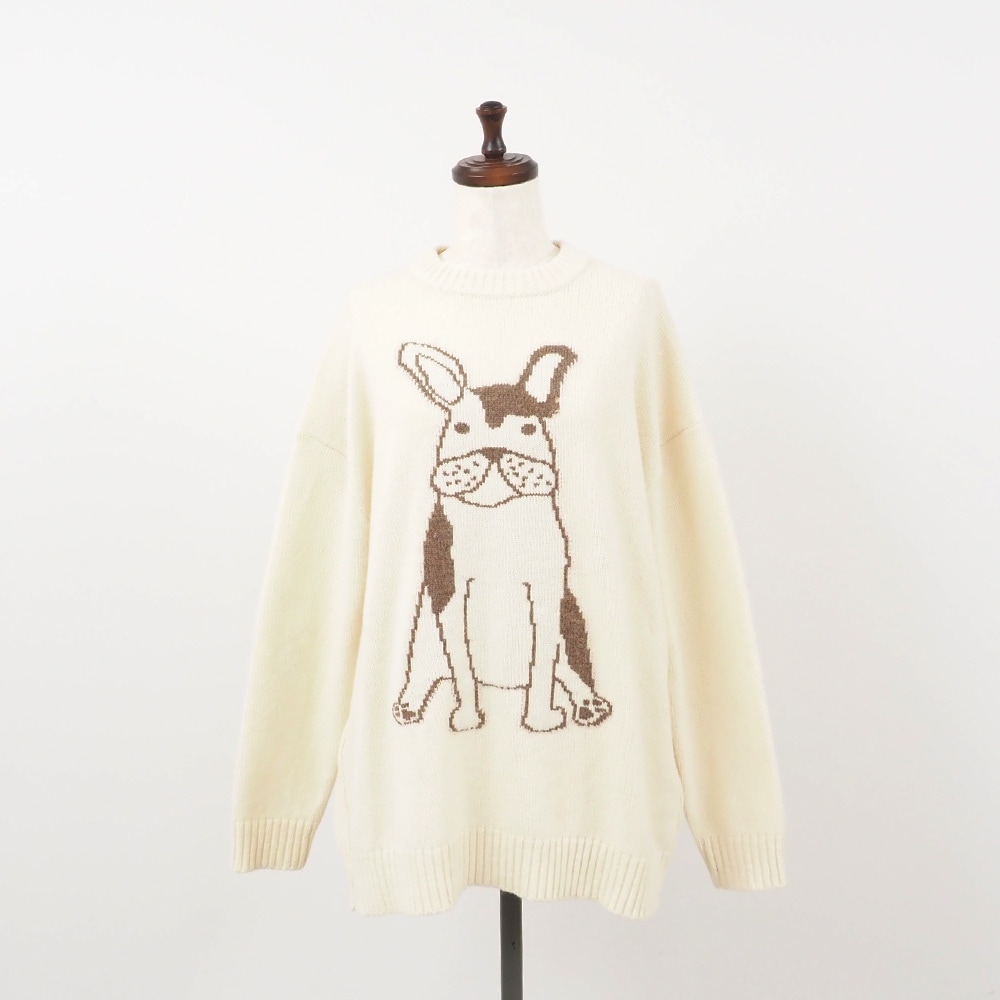 エアーヤーンコットン フレンチブルゆったりニット ニットの正面ディティール