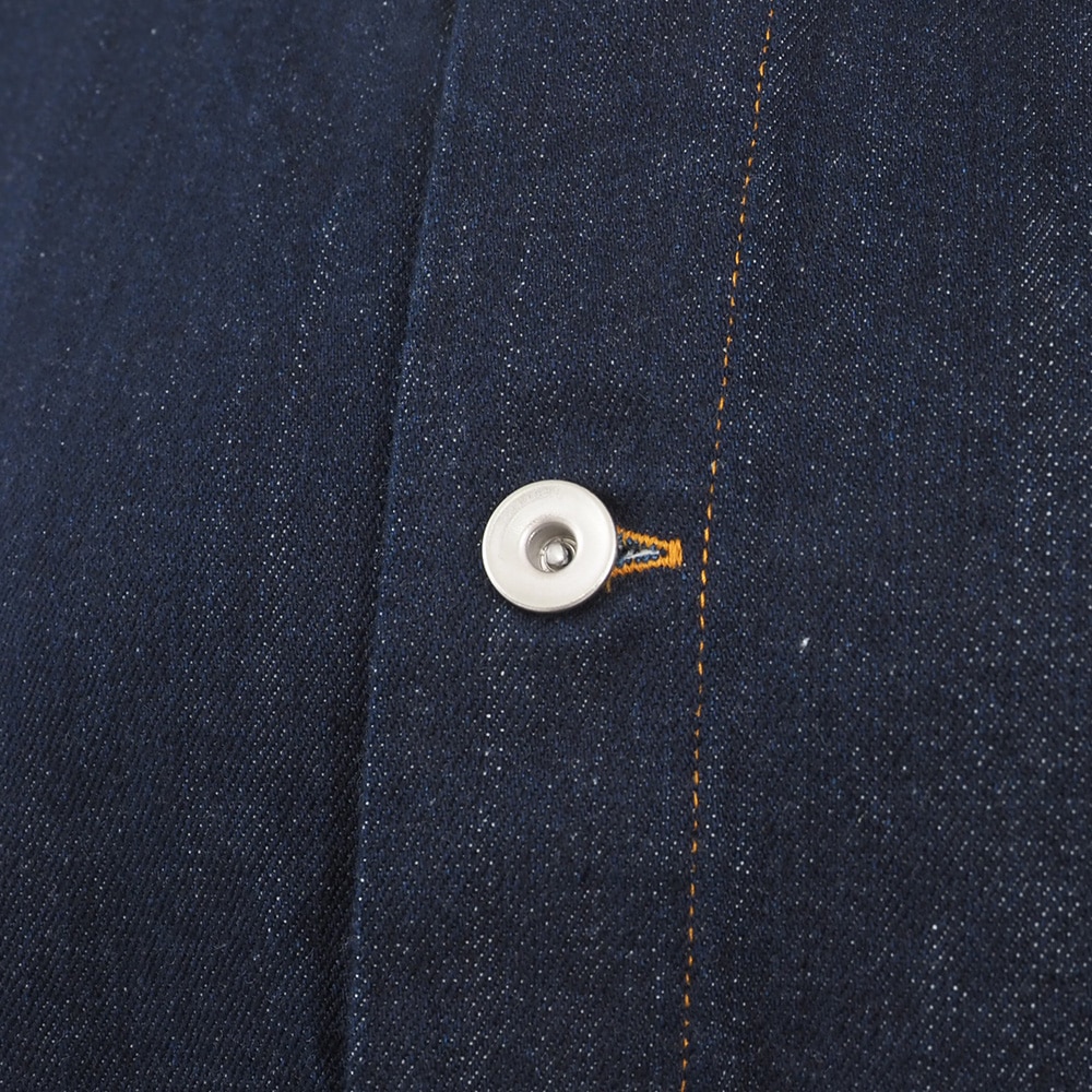 12ozムラデニム ノーカラージャケット ジャケットの正面ディティール