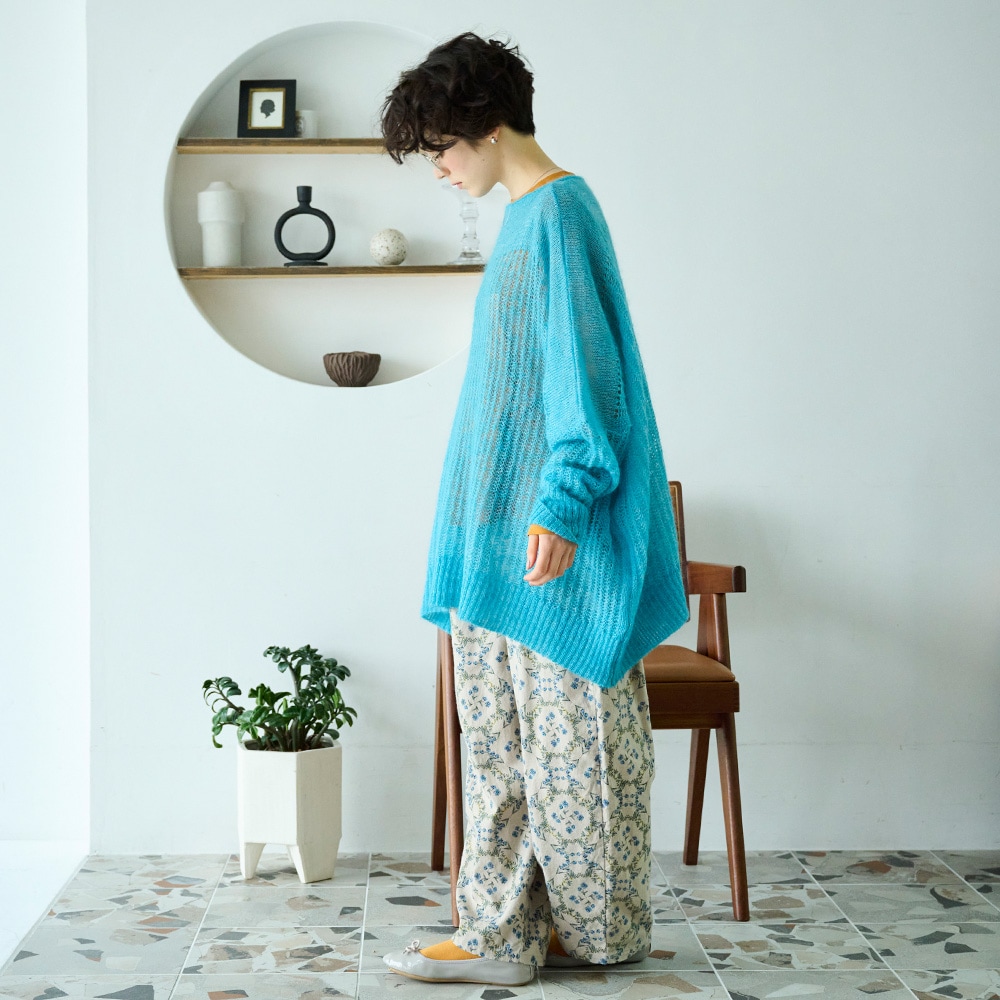 NARU(ナル) 20ビエラ起毛バイアス花柄 ロングエッグパンツ 6668201