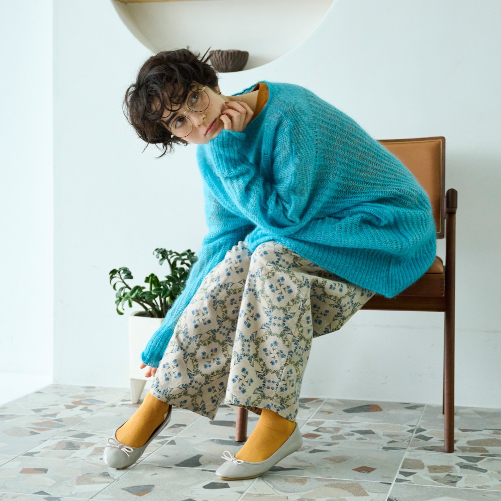 NARU(ナル) 20ビエラ起毛バイアス花柄 ロングエッグパンツ 6668201