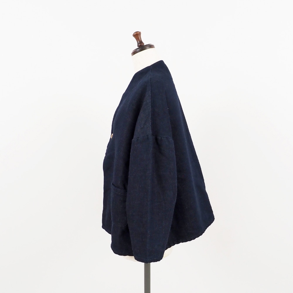 ムラデニム裏起毛 ノッチジャケット　ジャケットの正面ディティール