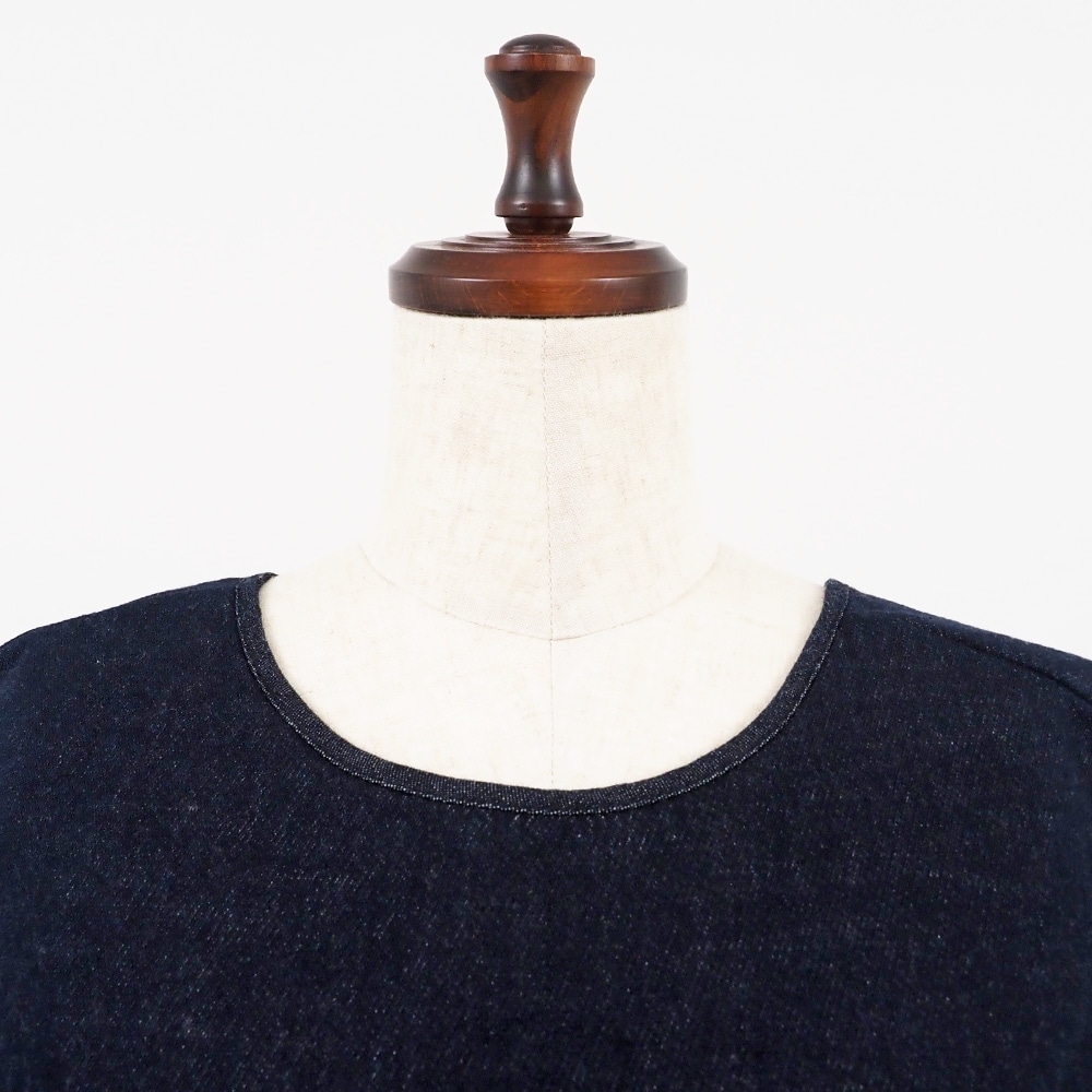 ムラデニム裏起毛 フリップベスト(2WAY) ベストの正面ディティール