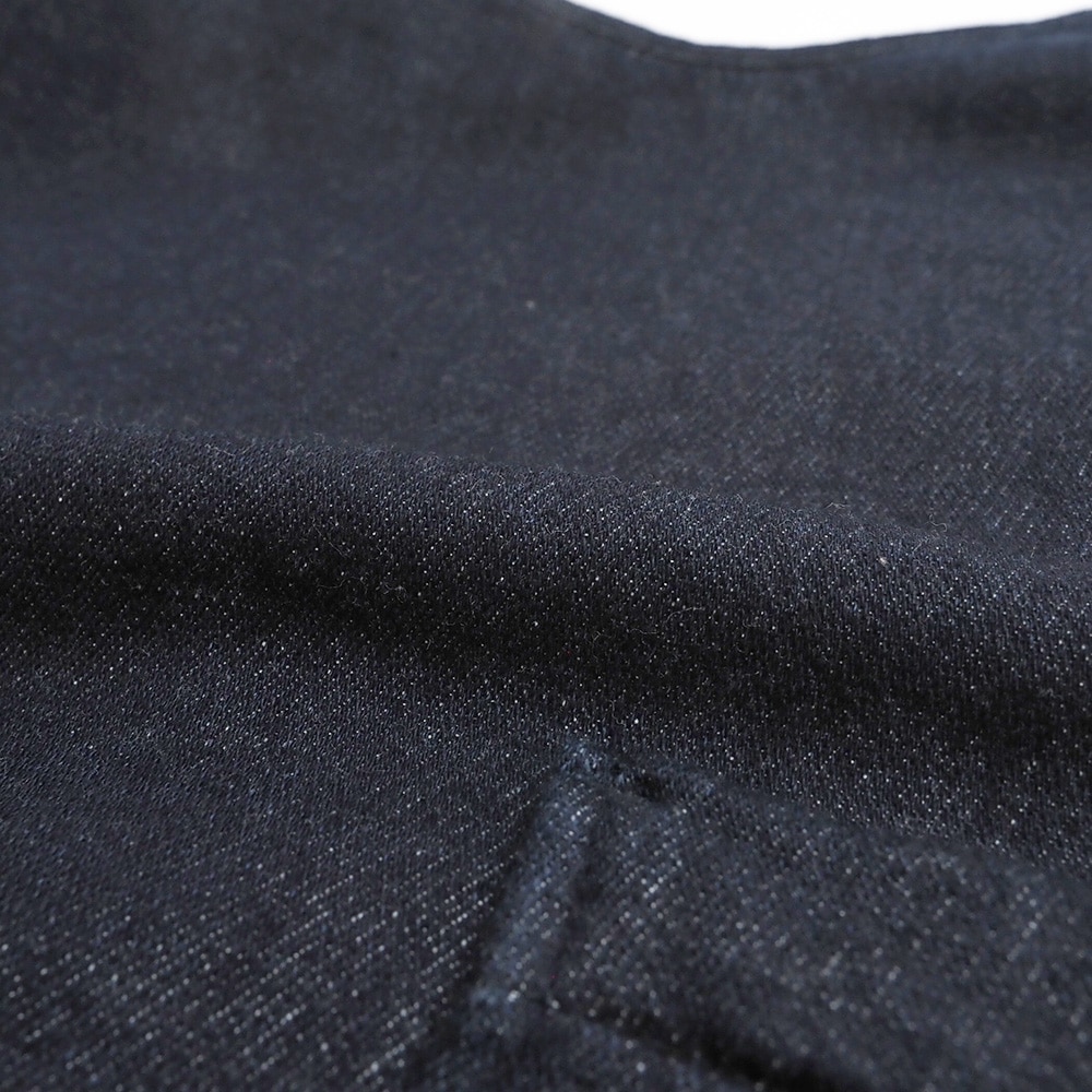 ムラデニム裏起毛 フリップベスト(2WAY) ベストの素材のアップ