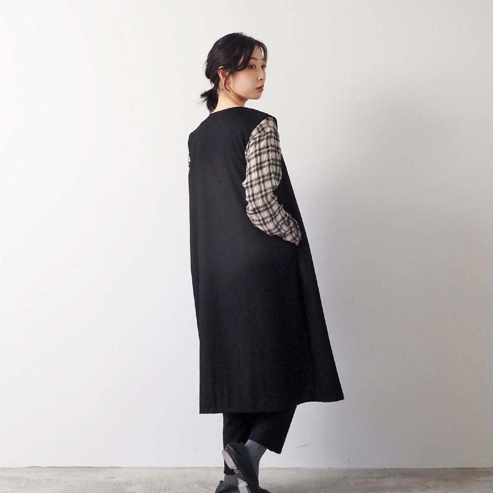 NARU(ナル) ウールリサイクルクロス ロングジレ 666905 | 2025秋冬