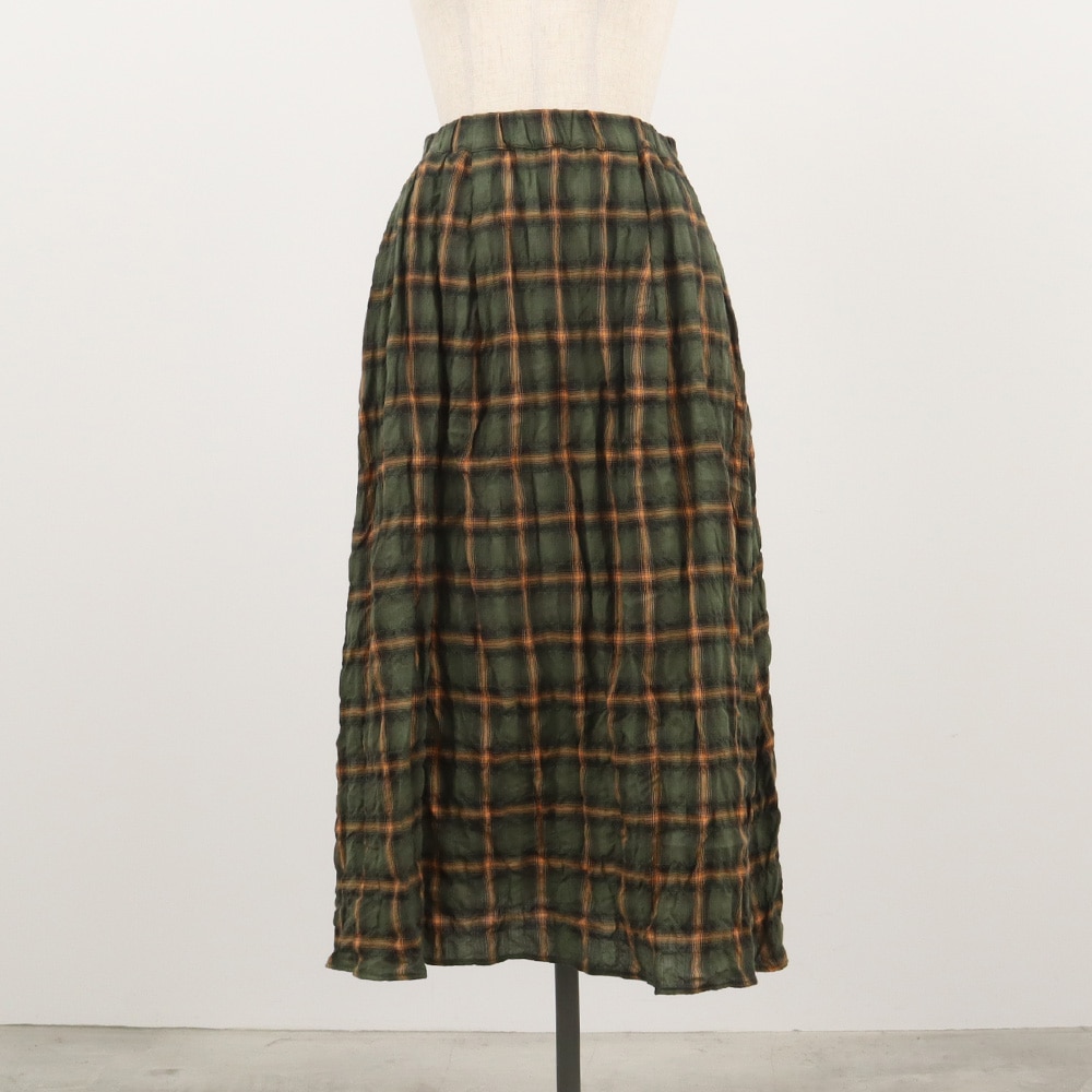 へリンボンシャーリングチェック スカート スカートの正面ディティール