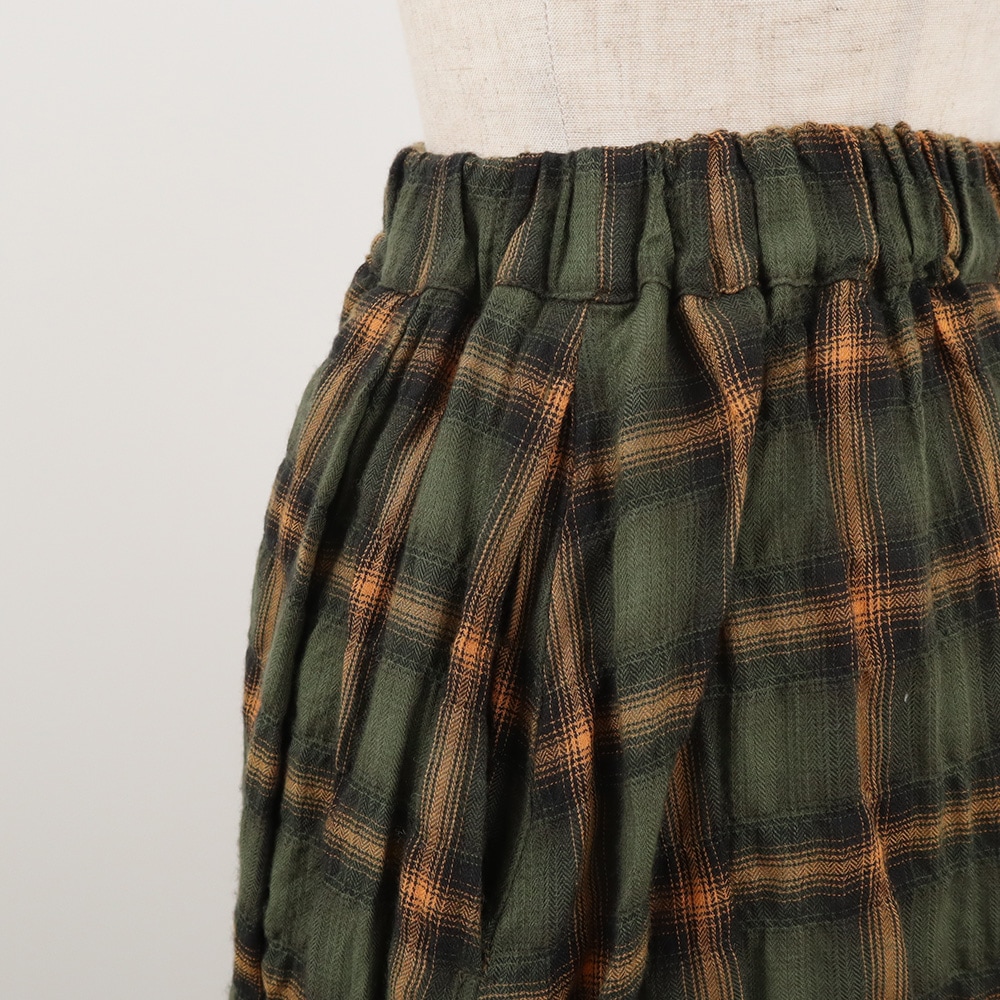 へリンボンシャーリングチェック スカート スカートの正面ディティール