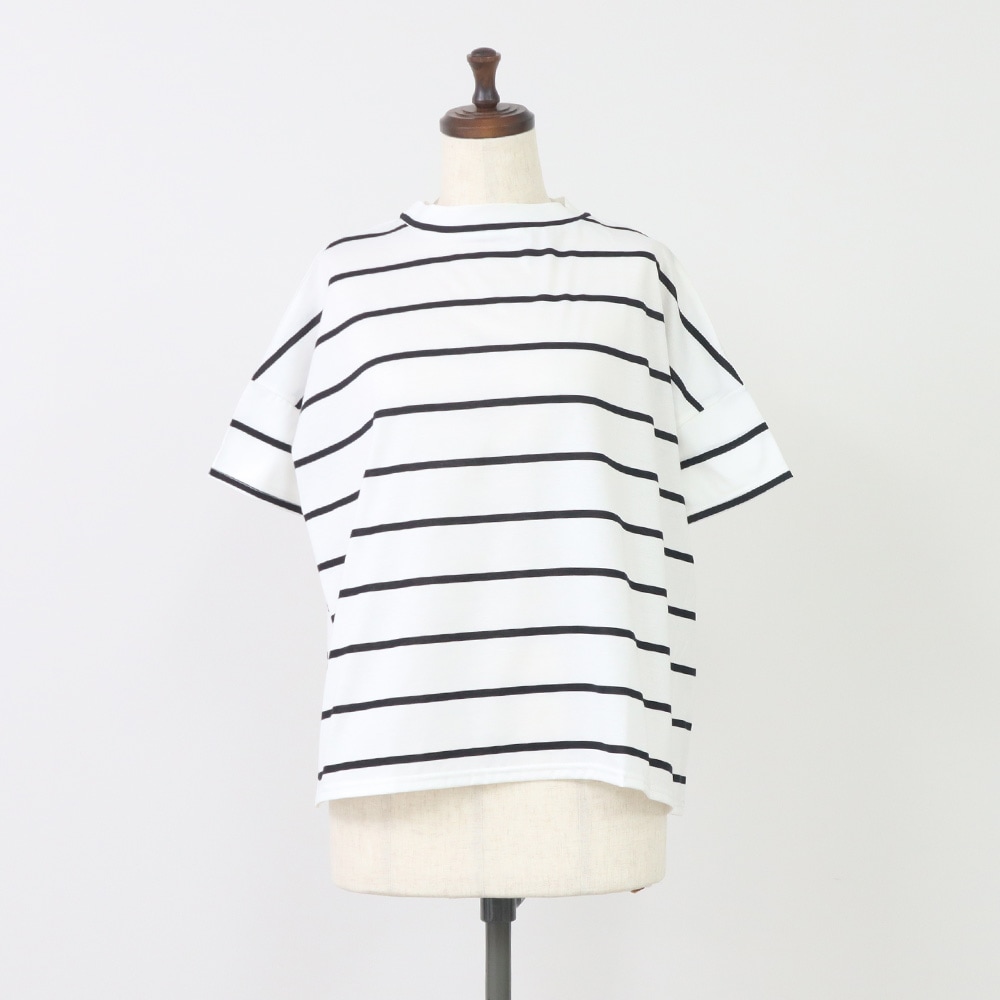 60/2ハイゲージ天竺ボーダー ワイドT　Ｔシャツの正面ディティール