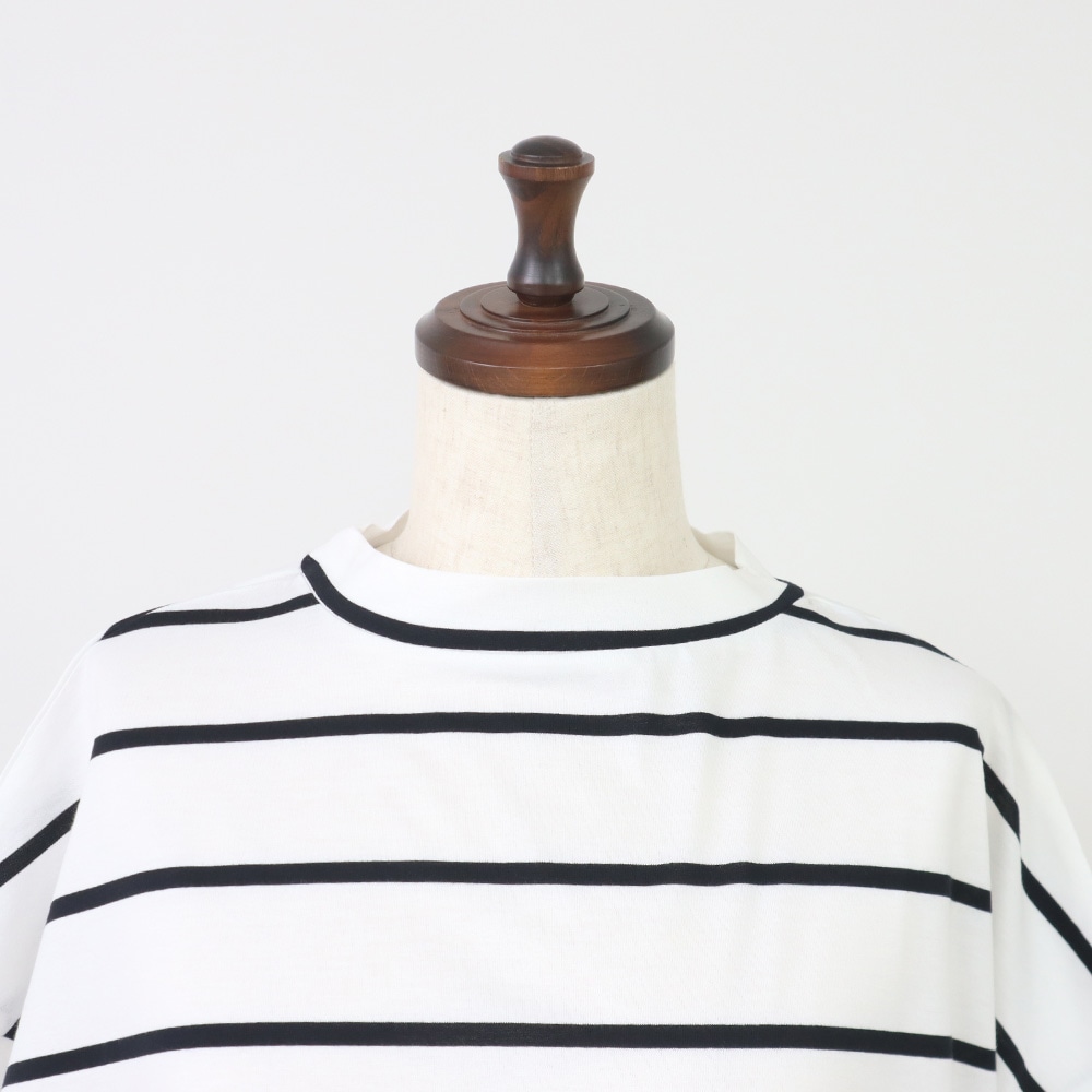 60/2ハイゲージ天竺ボーダー ワイドT　Ｔシャツの正面ディティール