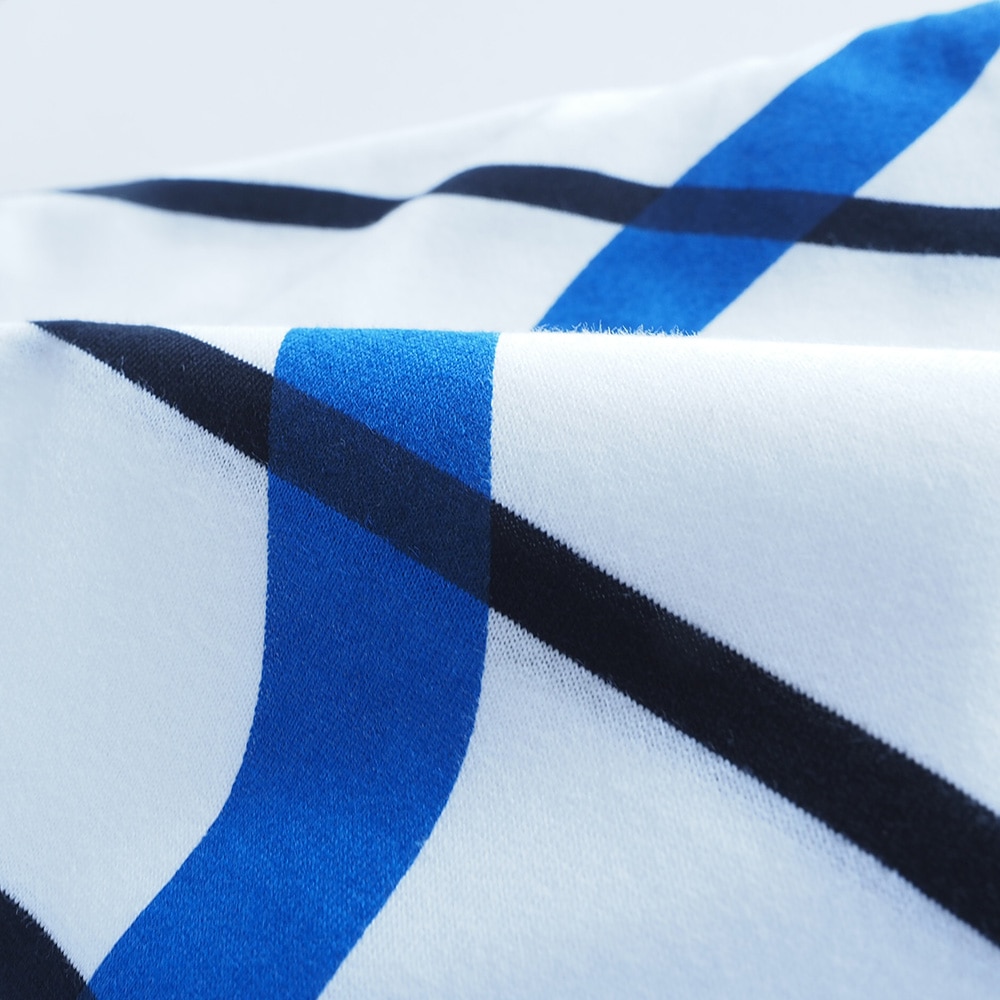 60/2ハイゲージ天竺ボーダー なみなみプリントT　Tシャツの素材のアップ