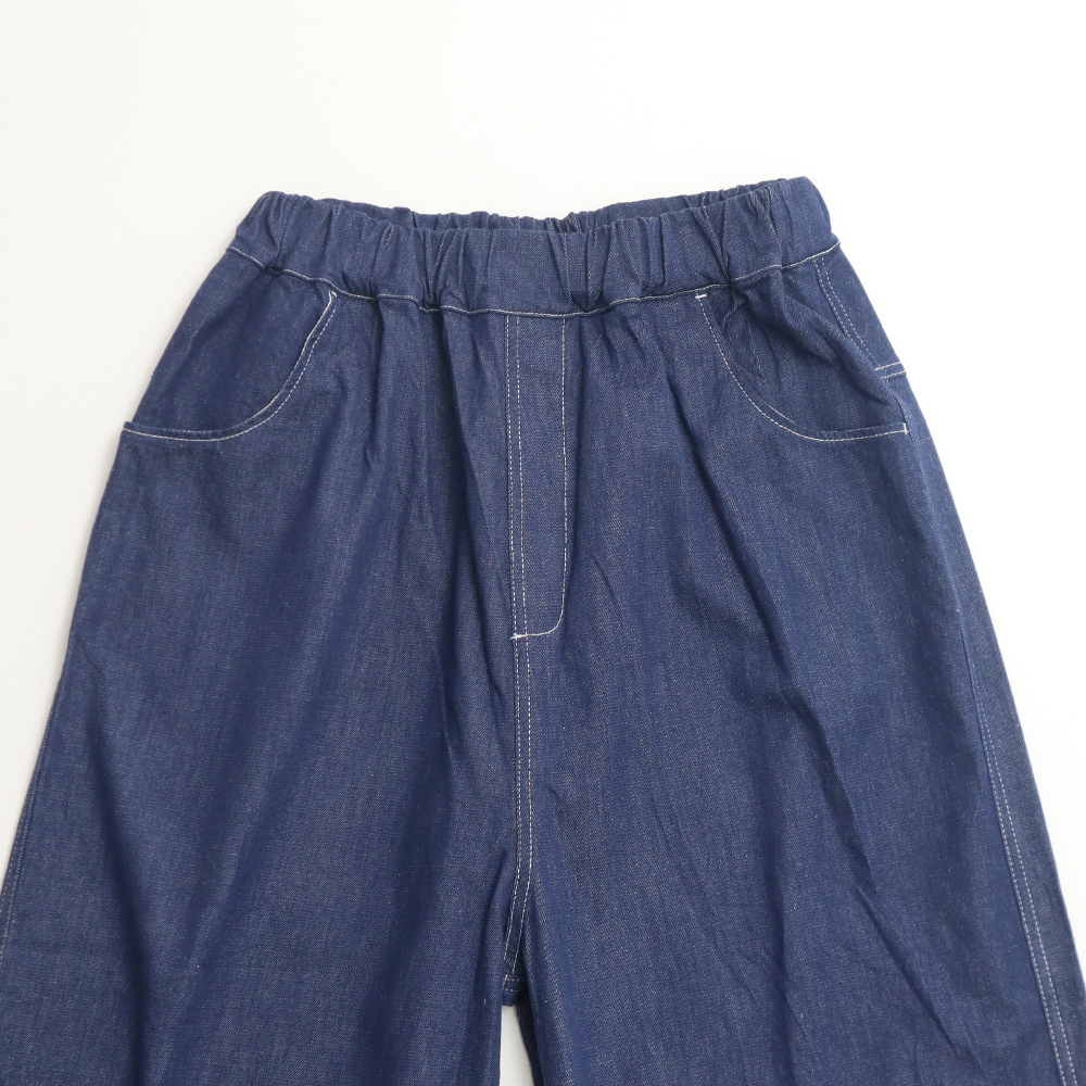 綿麻ムラ糸デニム ノッポパンツ パンツの素材のアップ