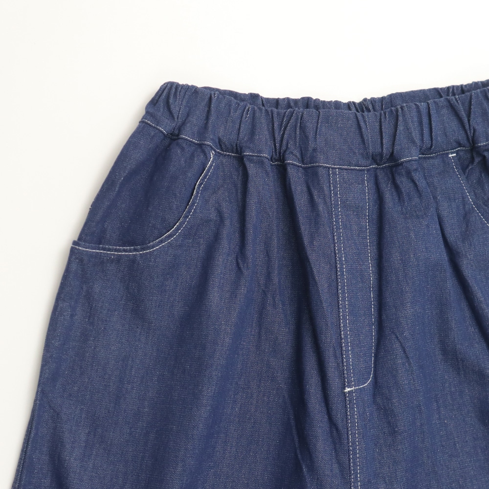 綿麻ムラ糸デニム ノッポパンツ パンツの素材のアップ